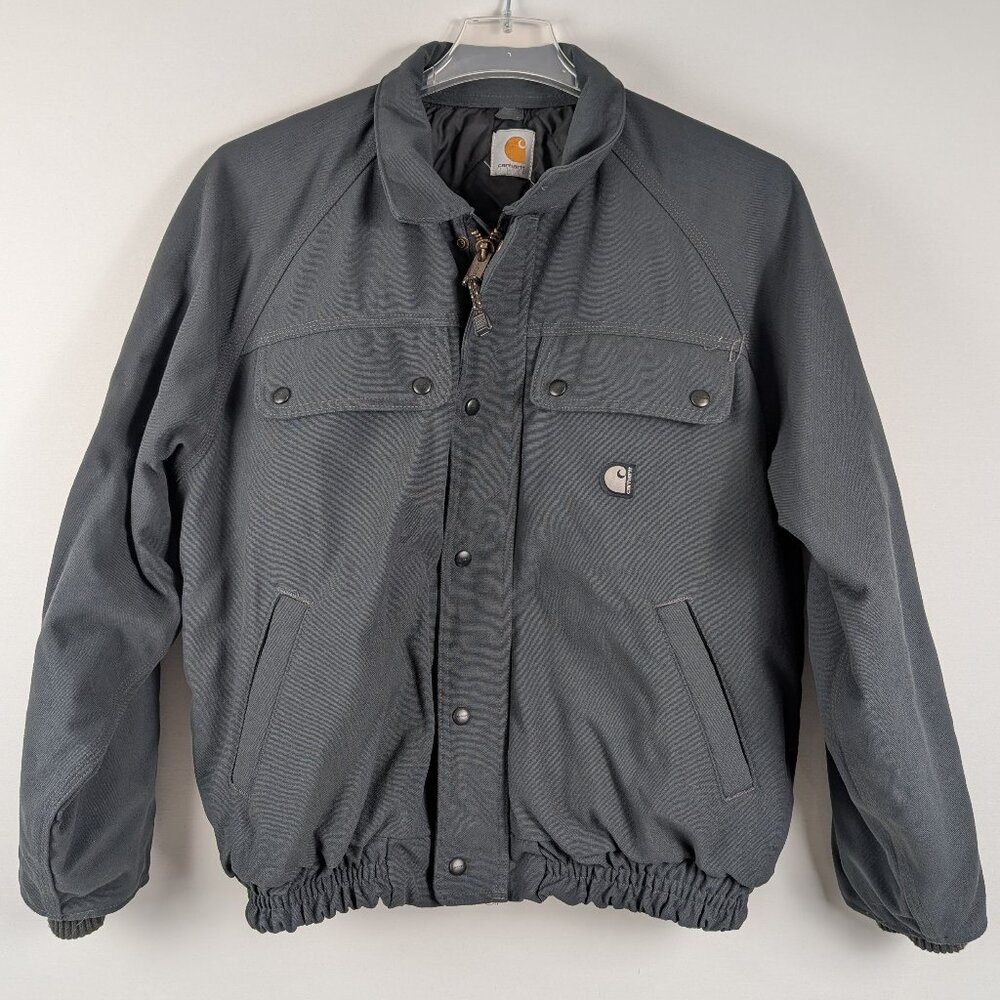 Carhartt J70 Canvas Work Jacket Mens XL Gray Quilt Lined